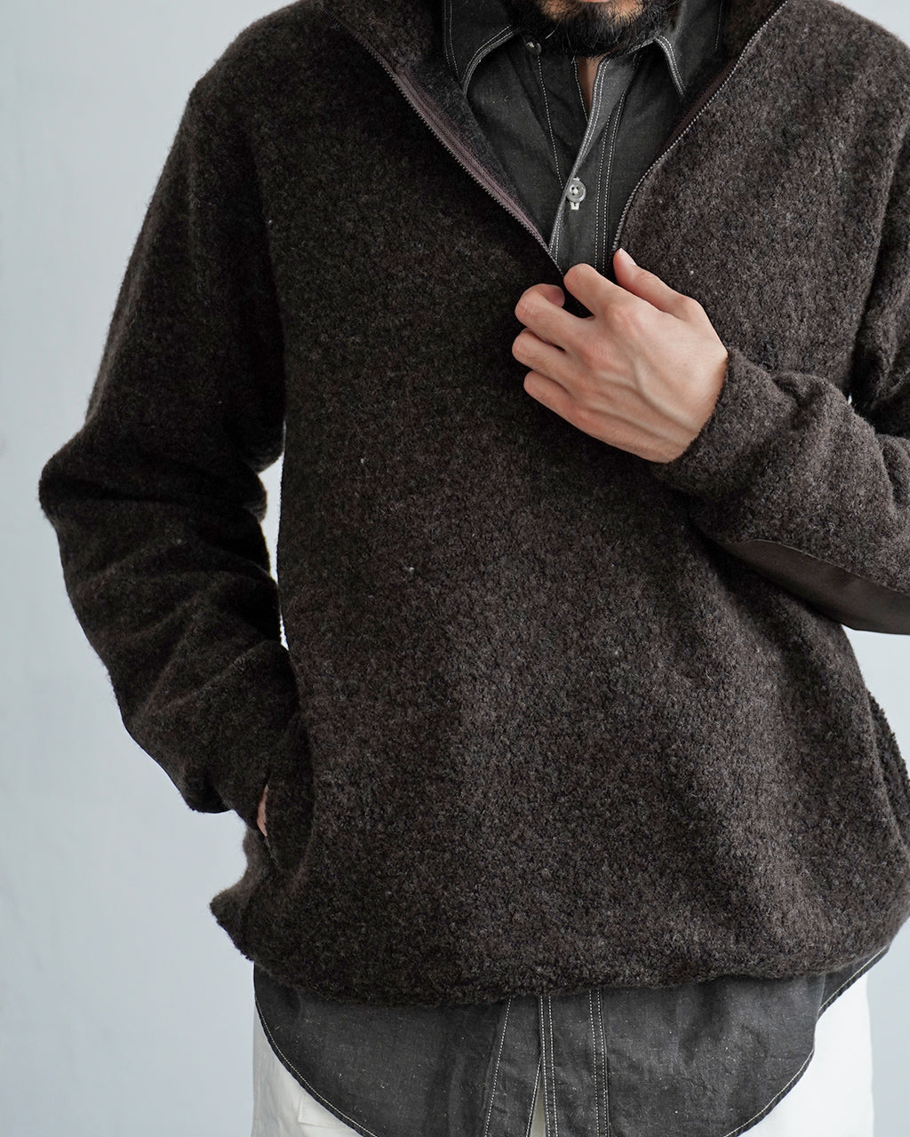 Wool Pile Half Zip Pullover VTD-0640-CS