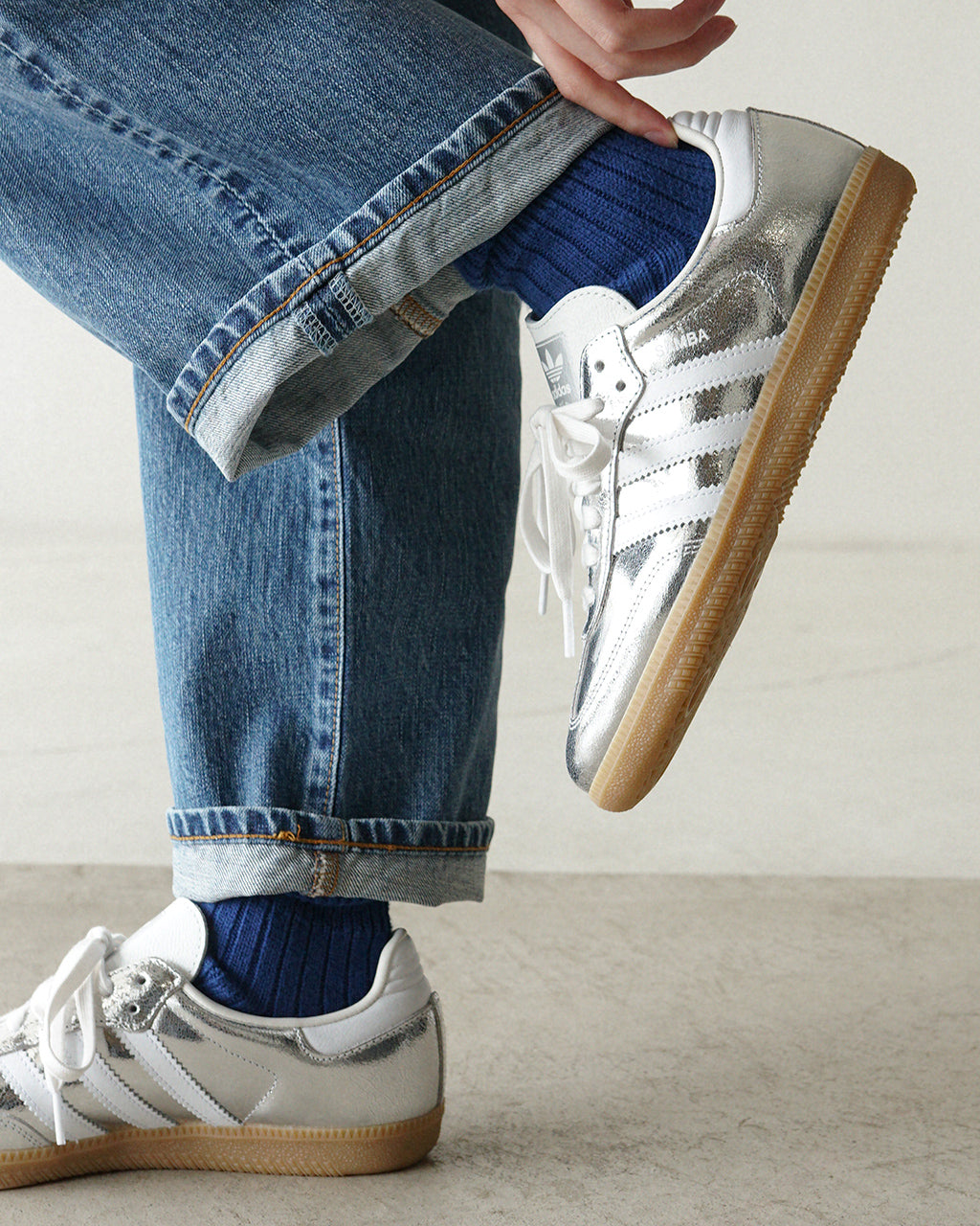 【SALE!20%OFF】Samba OG W スニーカー サンバ OG W ローカット レースアップ シューズ 靴 シルバー メタリック レザー JR0035 NRY20
