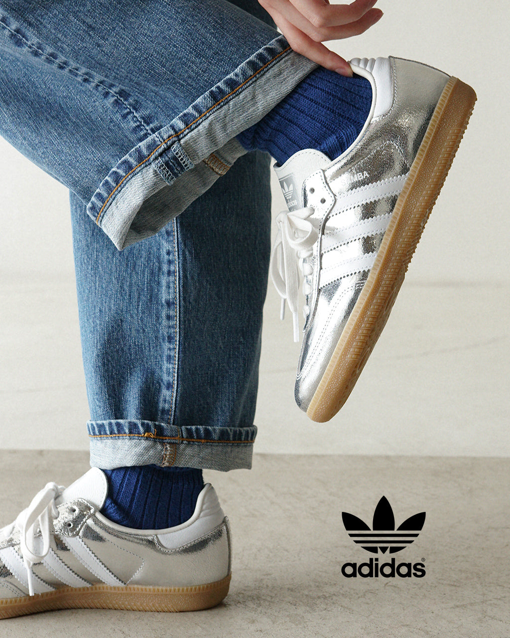 【SALE!20%OFF】Samba OG W スニーカー サンバ OG W ローカット レースアップ シューズ 靴 シルバー メタリック レザー JR0035 NRY20