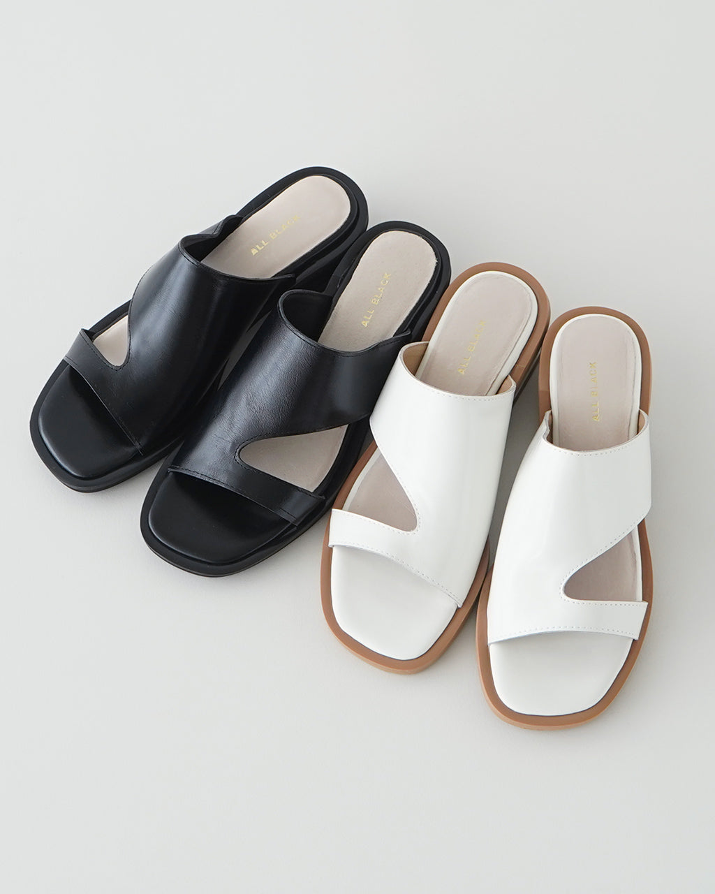【SALE!40%OFF】ALL BLACK オールブラック サンダル オープントゥ ローヒール スライドサンダル ALL-241025C【送料無料】