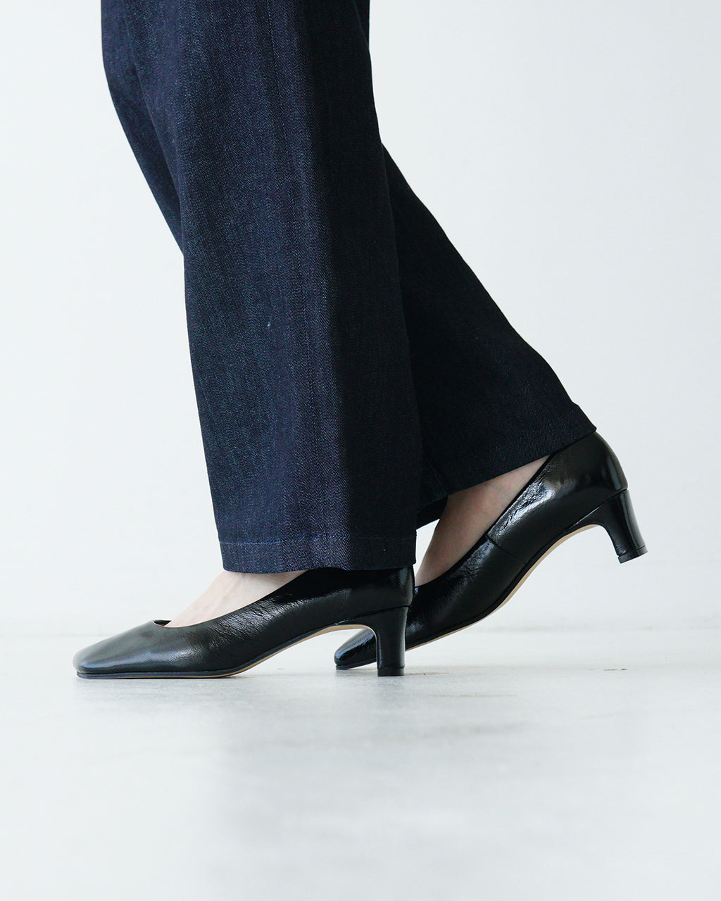 【SALE!50%OFF】ALL BLACK オールブラック パンプス オブリークトゥ ローヒール メタリック 靴 シューズ ALL-259002【送料無料】