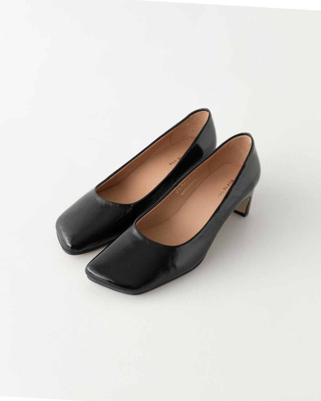 【SALE!50%OFF】ALL BLACK オールブラック パンプス オブリークトゥ ローヒール メタリック 靴 シューズ ALL-259002【送料無料】
