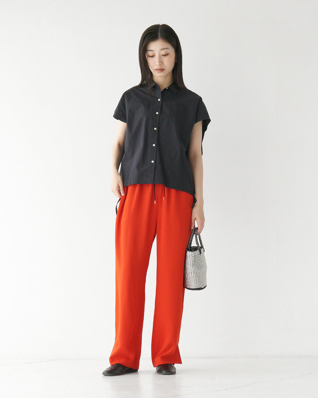 【SALE!30%OFF】The Bagmati ザ バグマティ ハンドバッグ カゴバッグ バイカラー メタリック シルバー ハンドバッグ BBK25-SS13 天然素材 手編み ショルダーバッグ