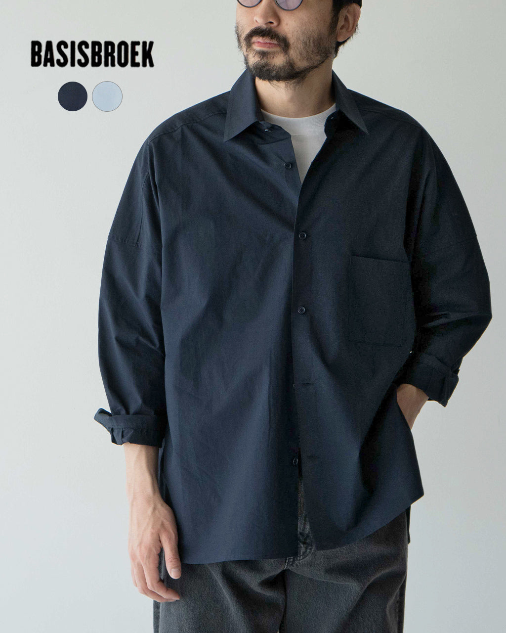 Basisbroek バージスブルック コットン リネン シャツ タイプライター ヴァーケン -ソリッド- VAKEN -SOLID- レギュラーカラー 長袖 25110J1【送料無料】