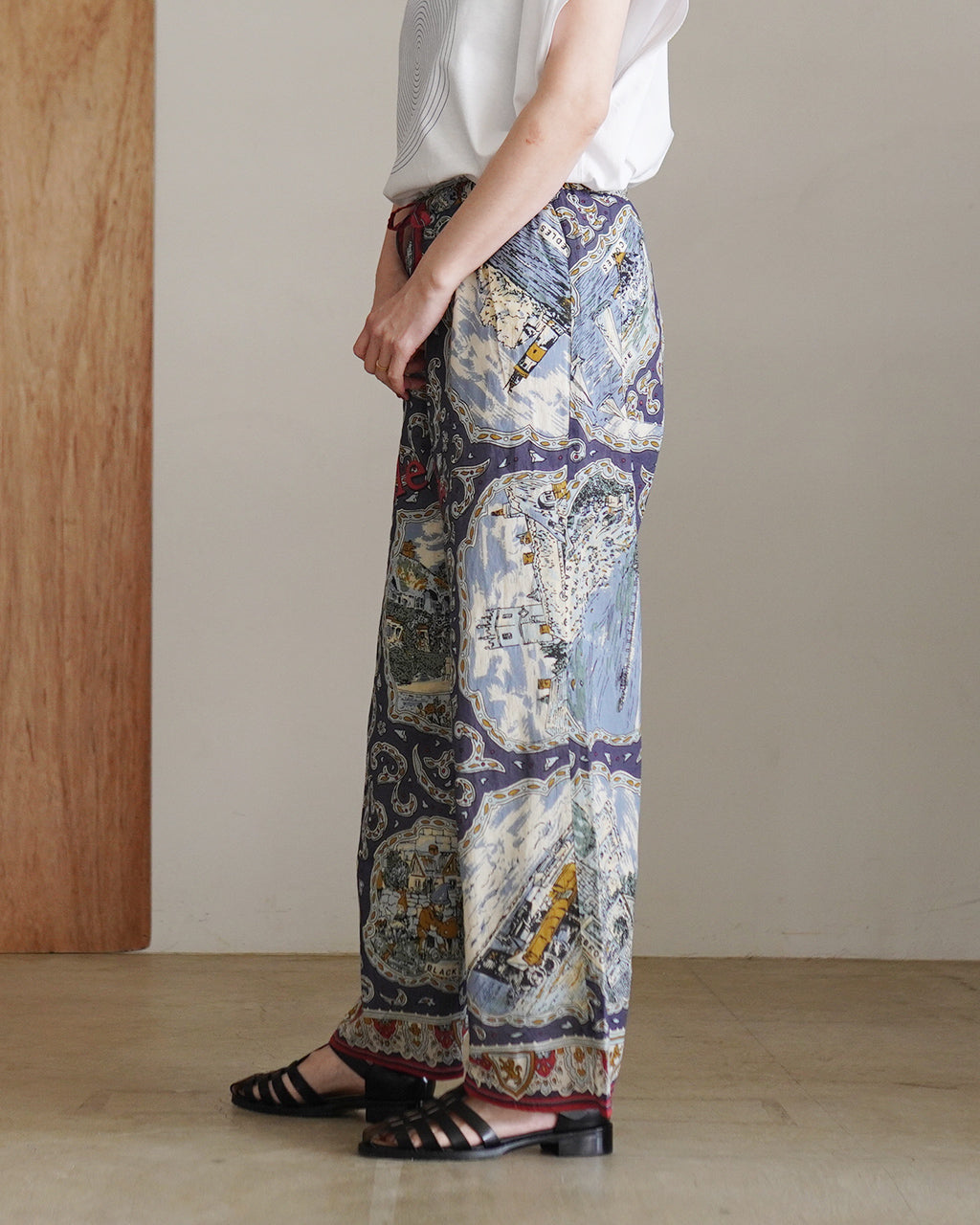 BINDU ビンドゥー マッププリント コットンボイル イージーパンツ|Crouka(クローカ)