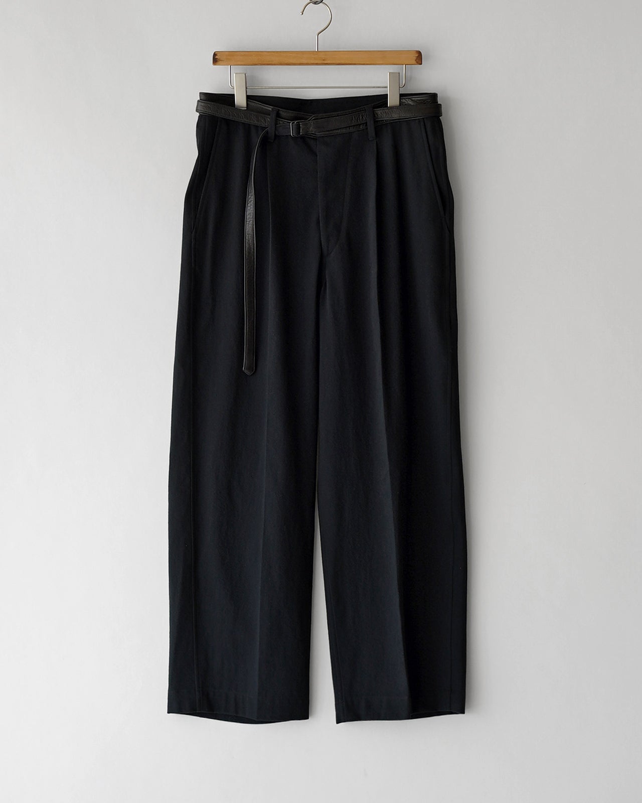 Denim-Leather Belted Trousers BHS26F008