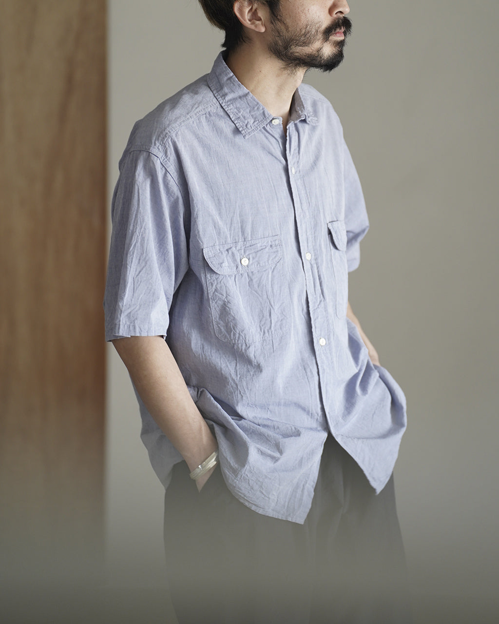 blurhms ROOTSTOCK Hard Twist Chambray Work Shirt S/S シャンブレー 半袖 ワークシャツ|Crouka(クローカ)