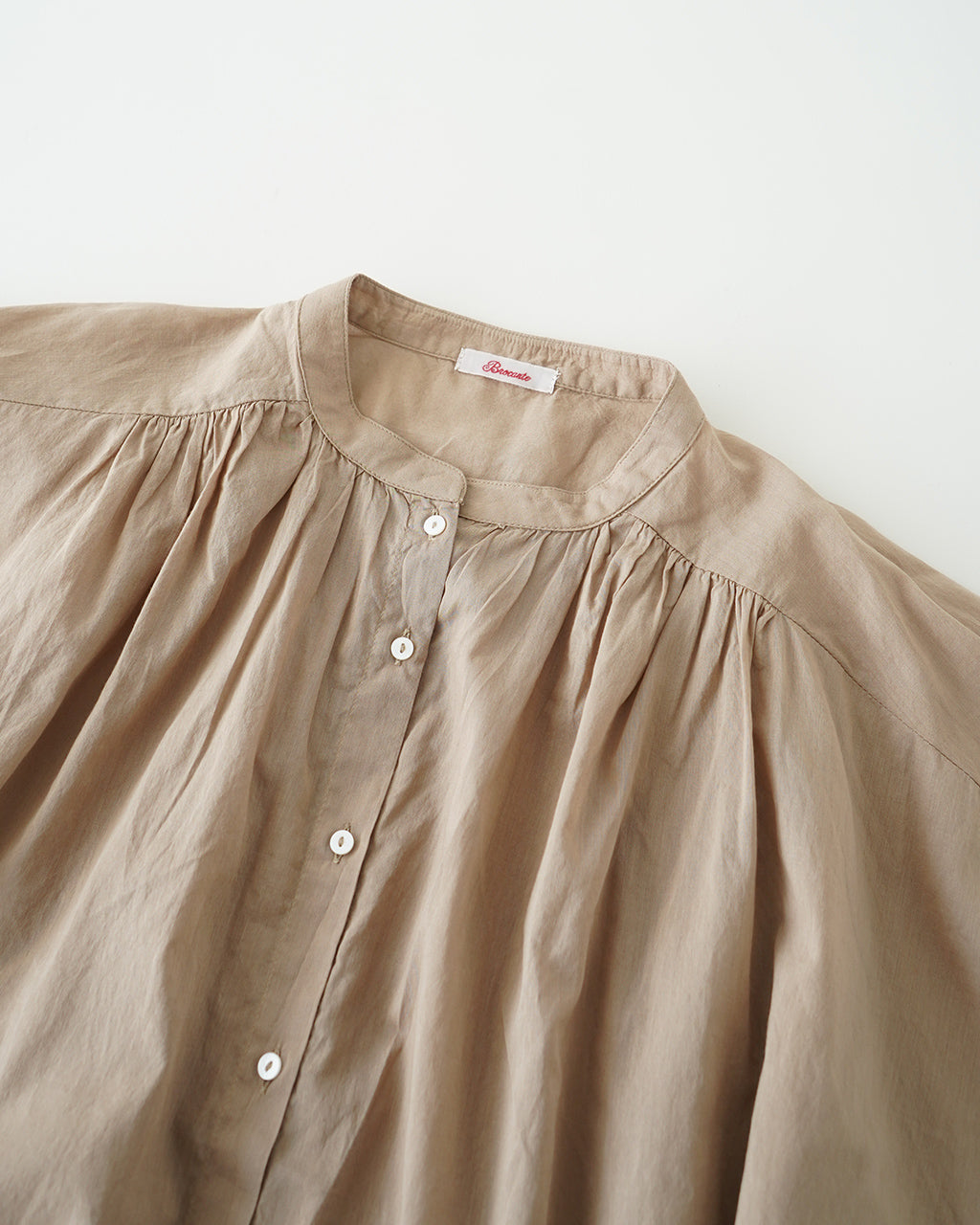 【SALE!20%OFF】Brocante ブロカント 半袖シャツ ブラウス インドボイル フロンセシャツ ギャザー 36-322X 【送料無料】