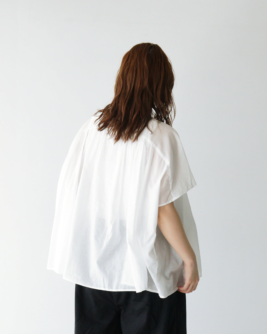 【SALE!20%OFF】Brocante ブロカント 半袖シャツ ブラウス インドボイル フロンセシャツ ギャザー 36-322X 【送料無料】