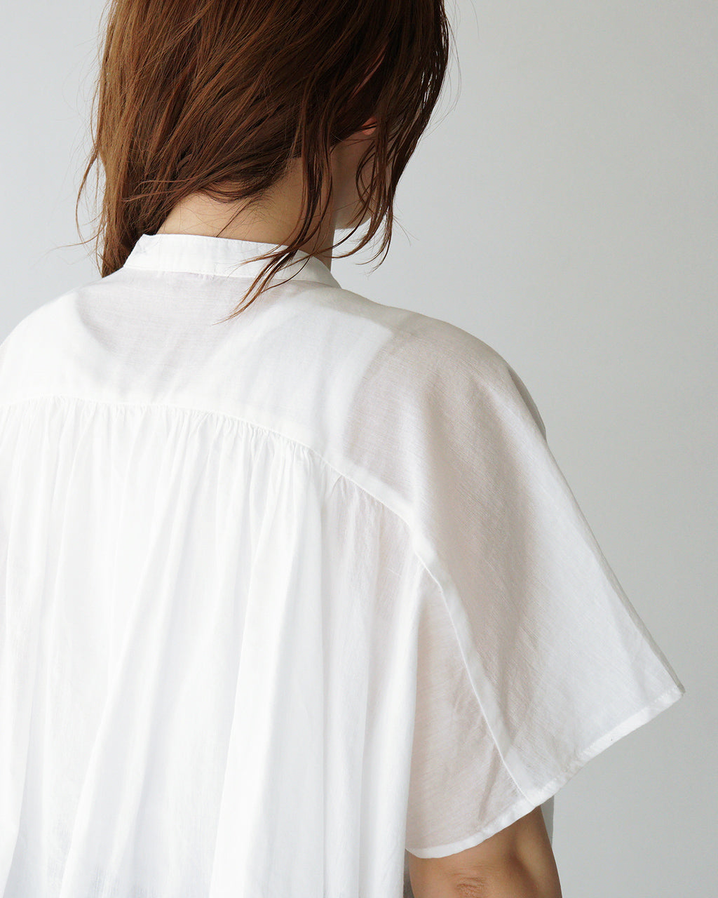 【SALE!20%OFF】Brocante ブロカント 半袖シャツ ブラウス インドボイル フロンセシャツ ギャザー 36-322X 【送料無料】