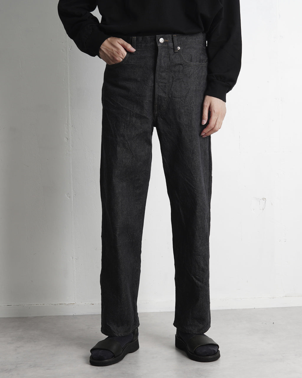 ブラームス ルーツストック 13.5oz デニム パンツ ナロー サルファーブラック 13.5oz Denim Pants Narrow bROOTS24F10正規取扱店