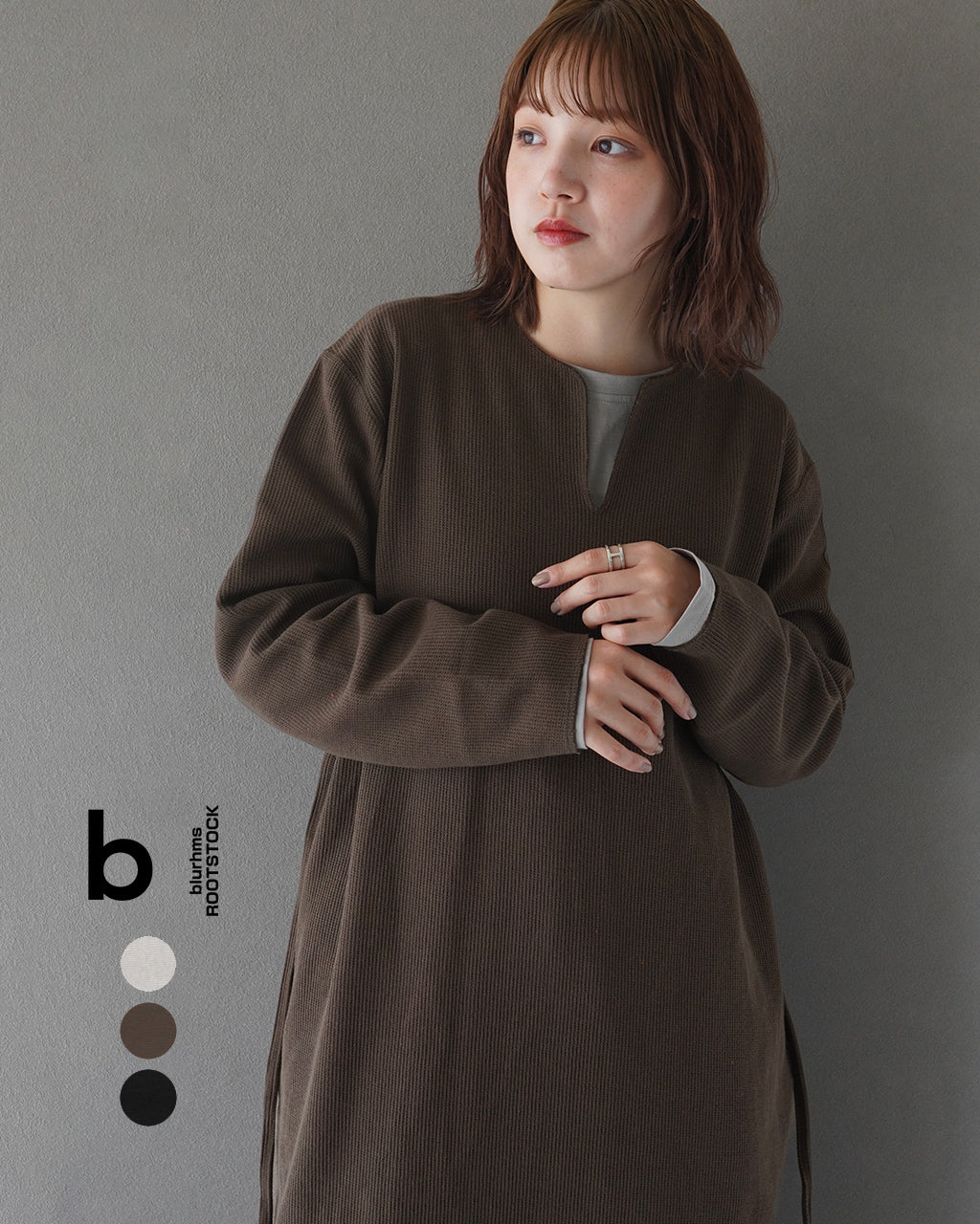 【SALE!30%OFF】ブラームス ルーツストック ラフ&スムース サーマル オーバーネック ロングスリーブ ドレス Rough&Smooth Thermal Over Neck Dress L/S 正規取扱店