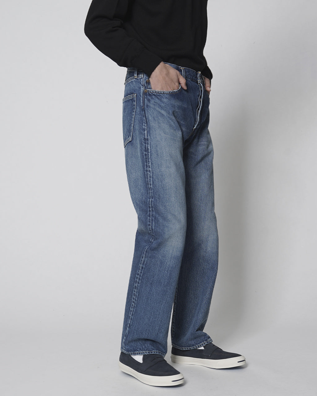 デニム ストレート 5ポケット パンツ New Straight 5 Pocket Pants ミディアム ダークブルー ダメージ PTLM-21STB 正規取扱店
