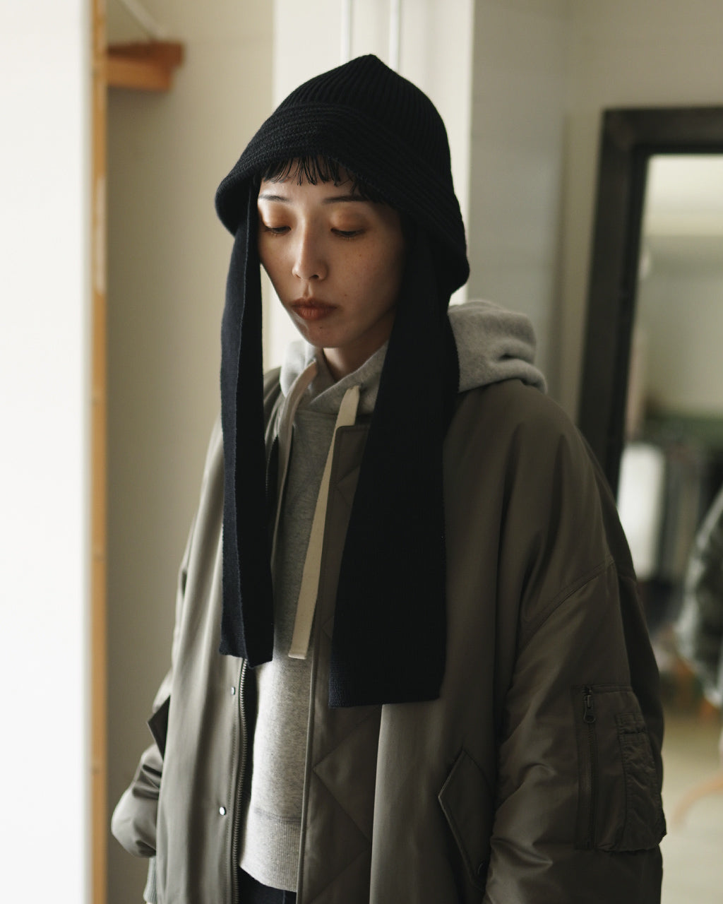 WOOL KNIT BALLOON HAT(マフラー付き) 28258