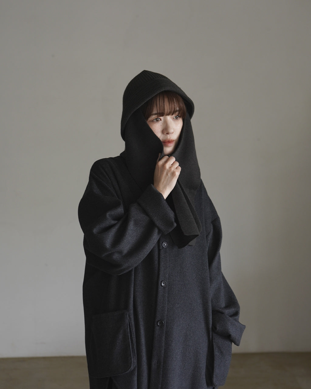 WOOL KNIT BALLOON HAT(マフラー付き) 28258