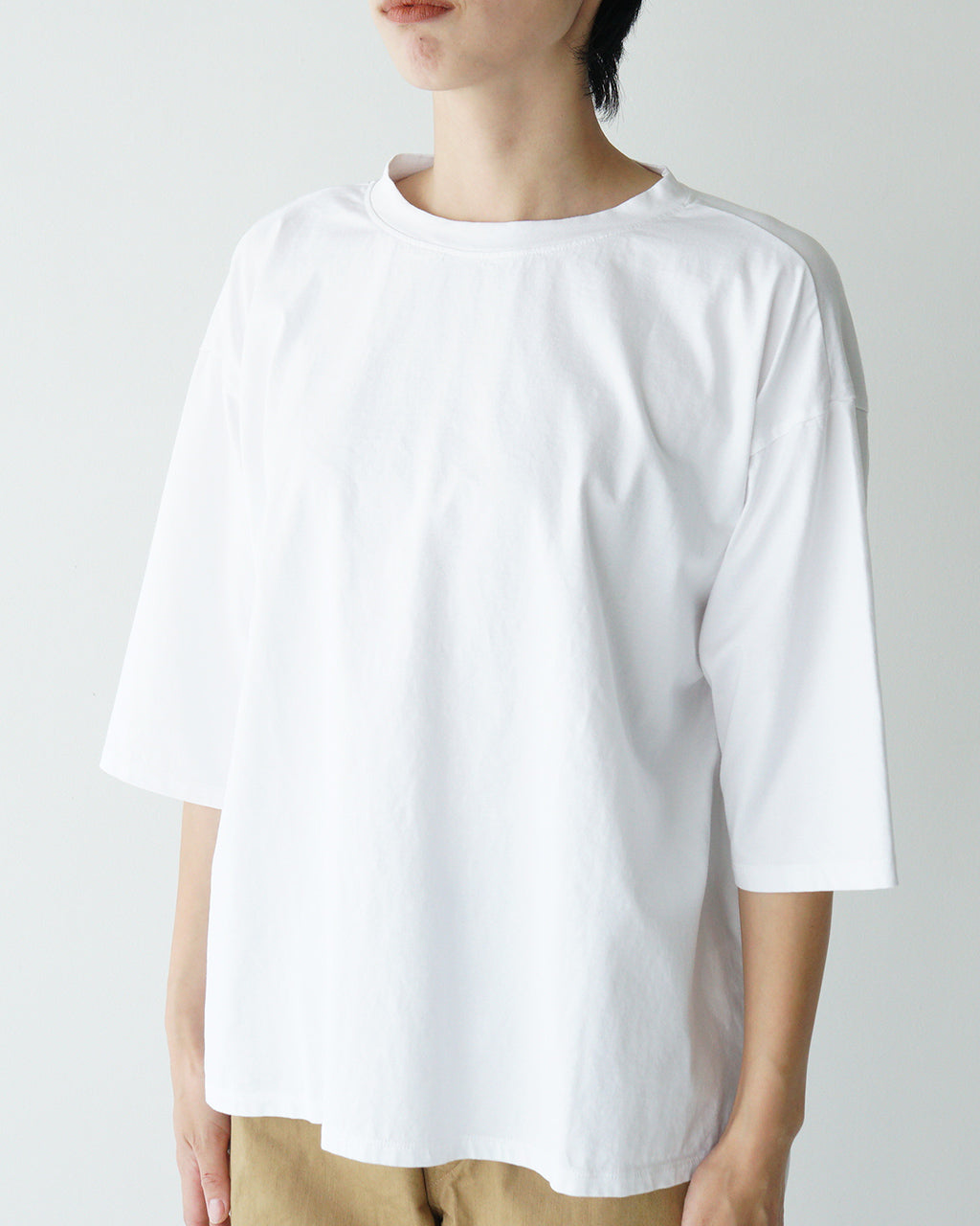 【SALE!30%OFF】Commencement コメンスメント ローネック 5分袖 Tシャツ Low neck 3/4 tee クルーネック 半袖 カットソー 日本製 C-186
