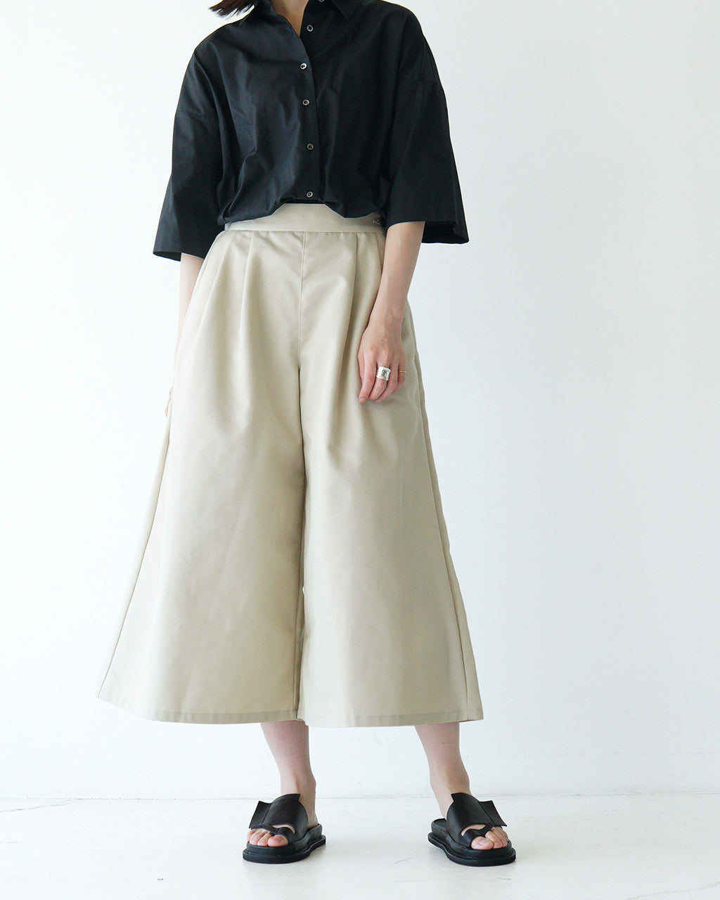 【SALE!40%OFF】Commencement コメンスメント ツイル ガウチョパンツ Twill gaucho pants イージーパンツ ワイドパンツ フレア C-295
