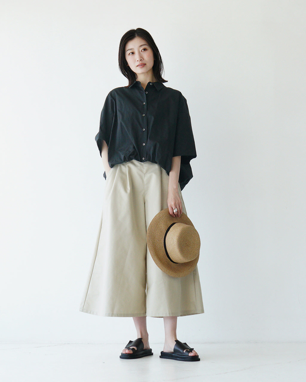 【SALE!40%OFF】Commencement コメンスメント ツイル ガウチョパンツ Twill gaucho pants イージーパンツ ワイドパンツ フレア C-295