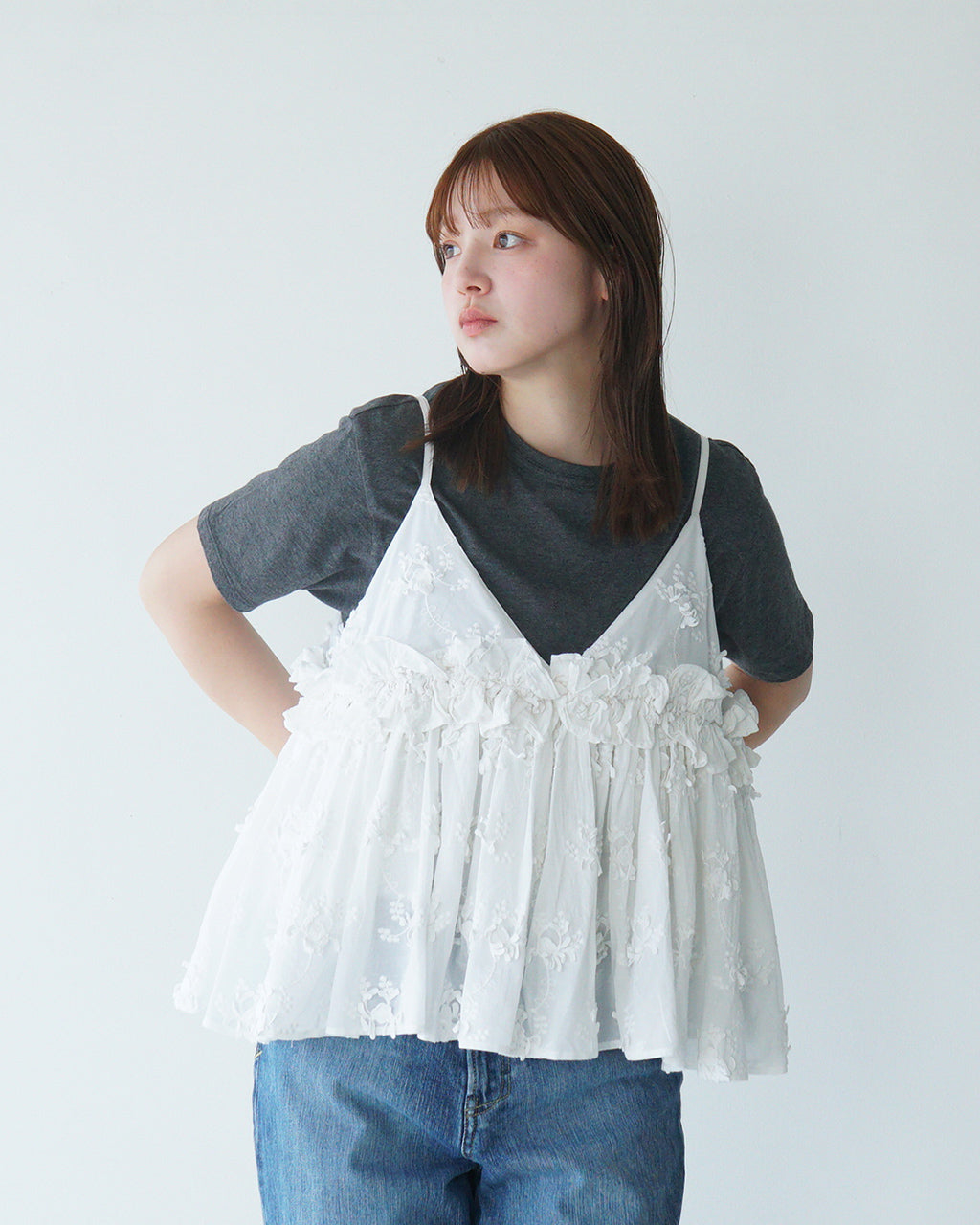 【SALE!20%OFF】3D エンブロイダリー キャミソール 3D embroidery camisole CC-3530