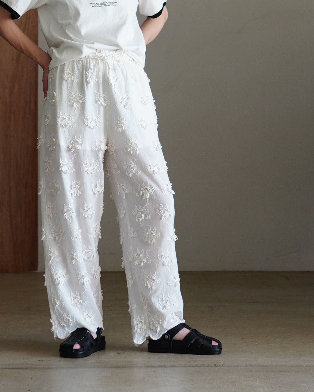 sheer cotton 3D embroidery easy pants CC-4528