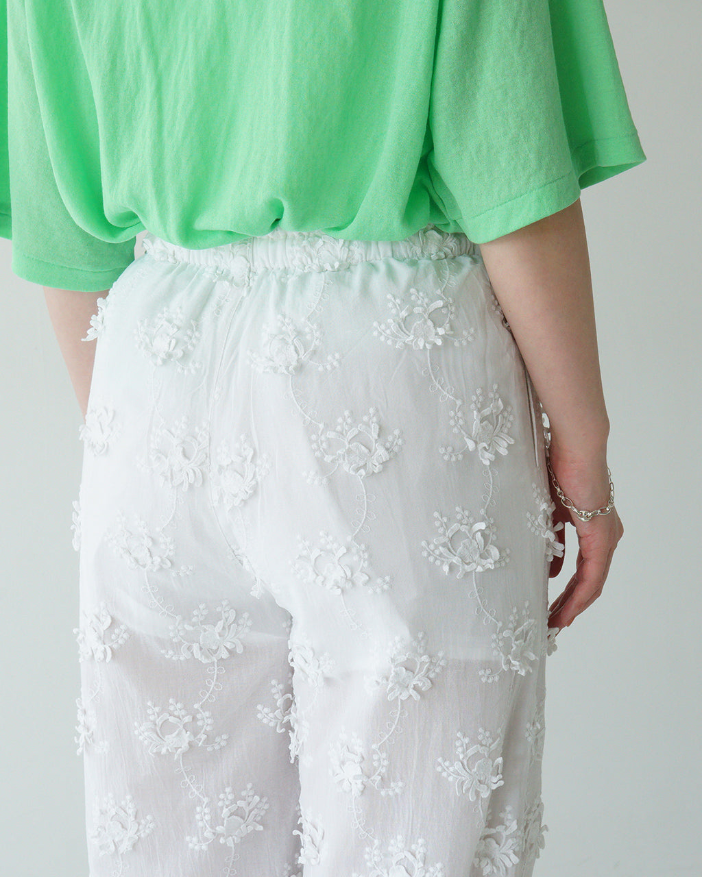 【SALE!20%OFF】シアーコットン 3D エンブロイダリー イージーパンツ sheer cotton 3D embroidery easy pants CC-3531