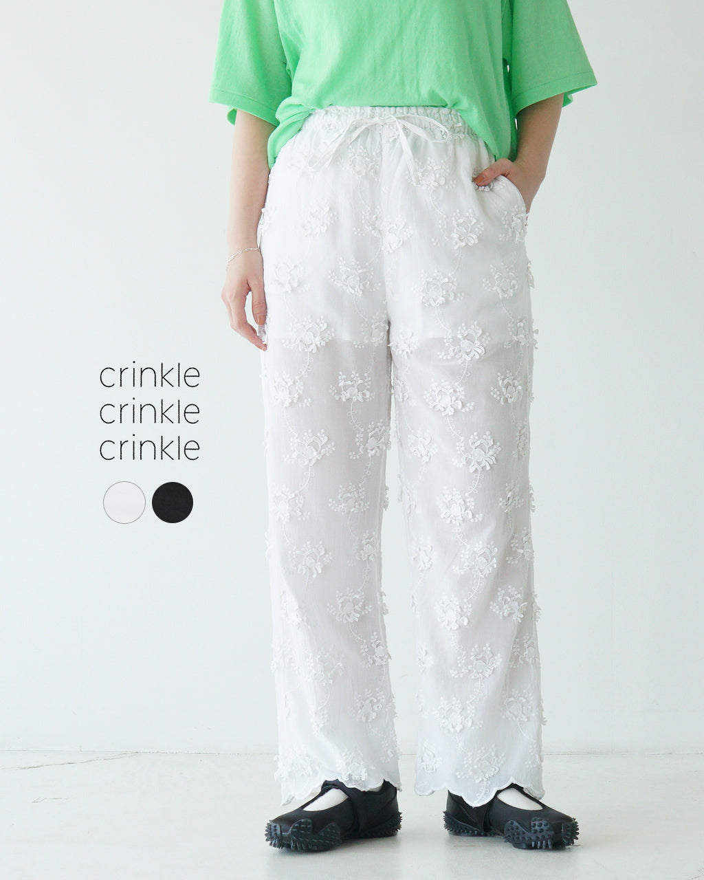 【SALE!20%OFF】シアーコットン 3D エンブロイダリー イージーパンツ sheer cotton 3D embroidery easy pants CC-3531