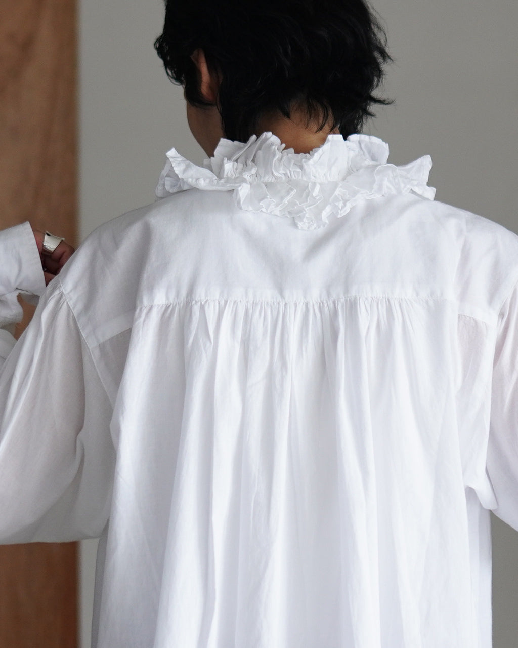 長袖シャツ コットンフリルカラーシャツ ブラウス ボタンダウン シアー cotton frill coller shirts CC-3537 CC-2001
