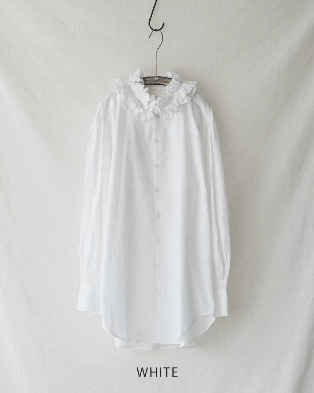 長袖シャツ コットンフリルカラーシャツ ブラウス ボタンダウン シアー cotton frill coller shirts CC-3537 CC-2001