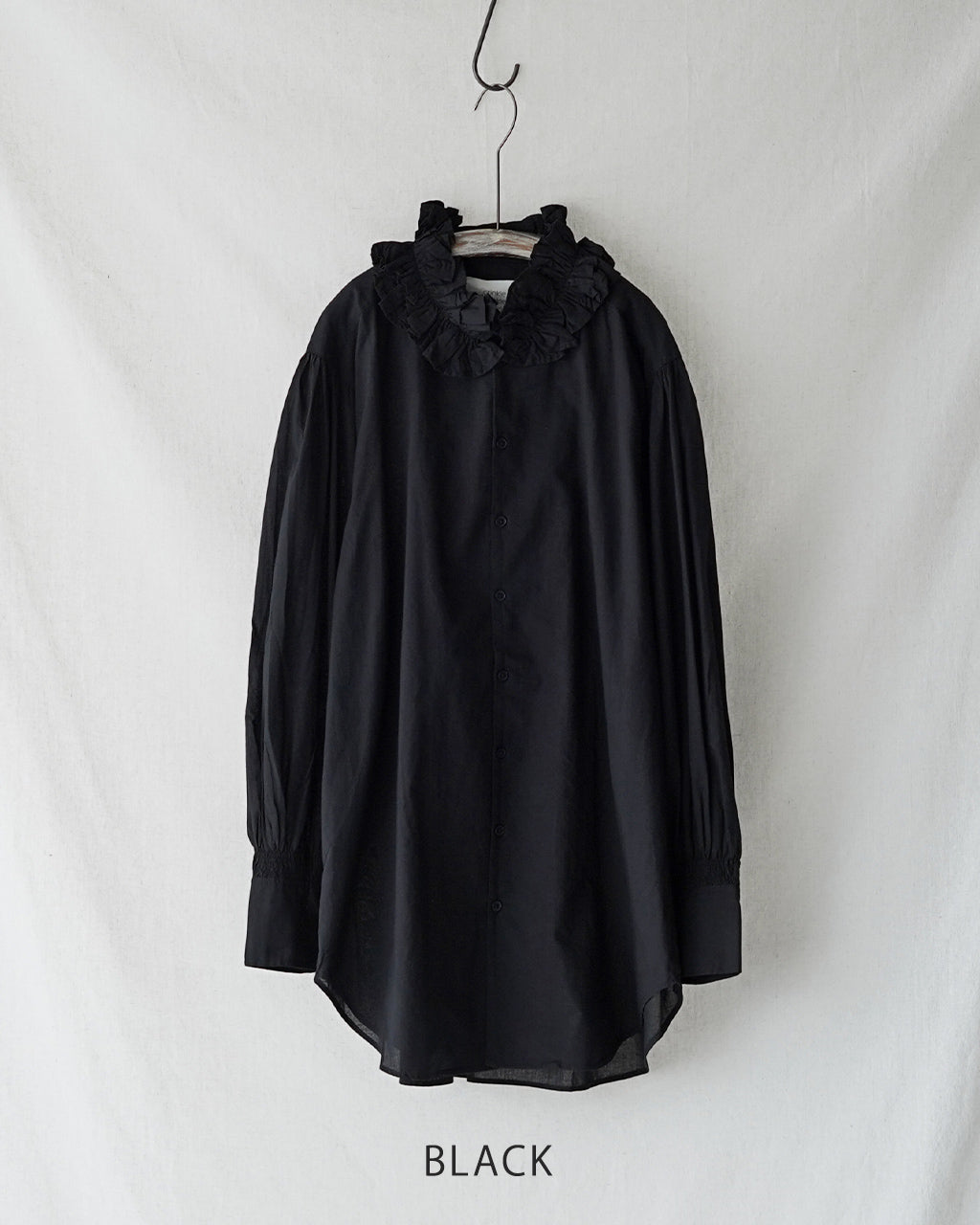 長袖シャツ コットンフリルカラーシャツ ブラウス ボタンダウン シアー cotton frill coller shirts CC-3537 CC-2001