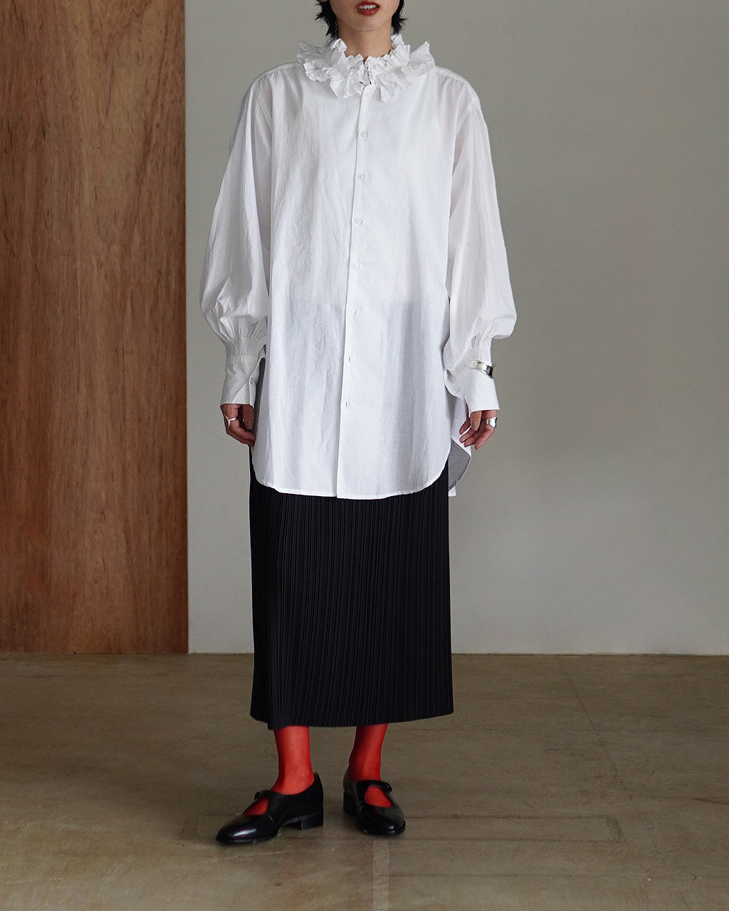 長袖シャツ コットンフリルカラーシャツ ブラウス ボタンダウン シアー cotton frill coller shirts CC-3537 CC-2001
