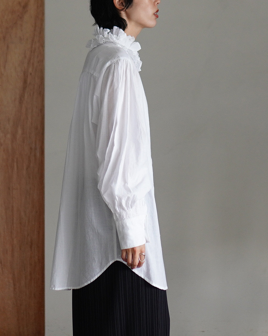 長袖シャツ コットンフリルカラーシャツ ブラウス ボタンダウン シアー cotton frill coller shirts CC-3537 CC-2001