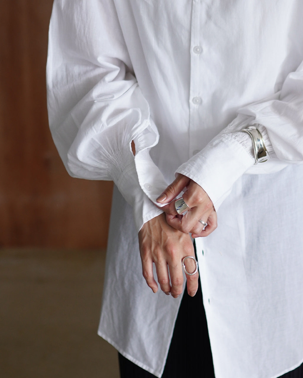 長袖シャツ コットンフリルカラーシャツ ブラウス ボタンダウン シアー cotton frill coller shirts CC-3537 CC-2001