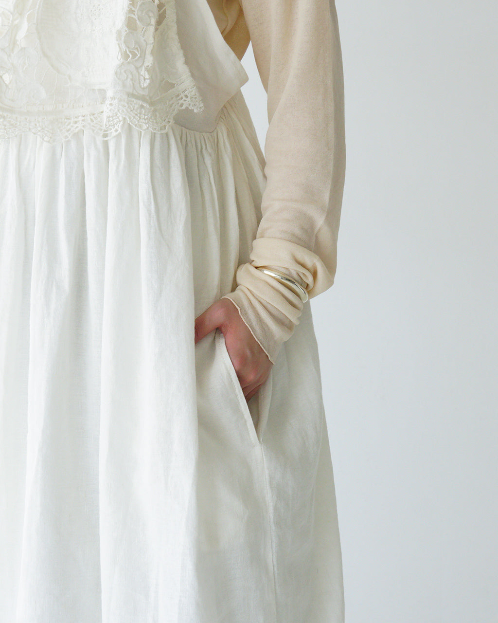 【SALE!20%OFF】キャミワンピース リネンコットン 刺繍 レース linen cotton motif lace cami dress CC-3544
