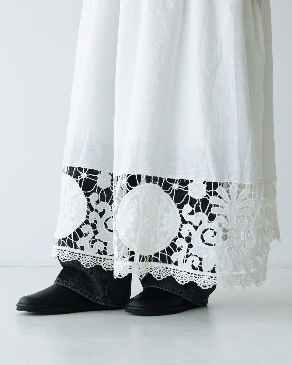 【SALE!20%OFF】キャミワンピース リネンコットン 刺繍 レース linen cotton motif lace cami dress CC-3544