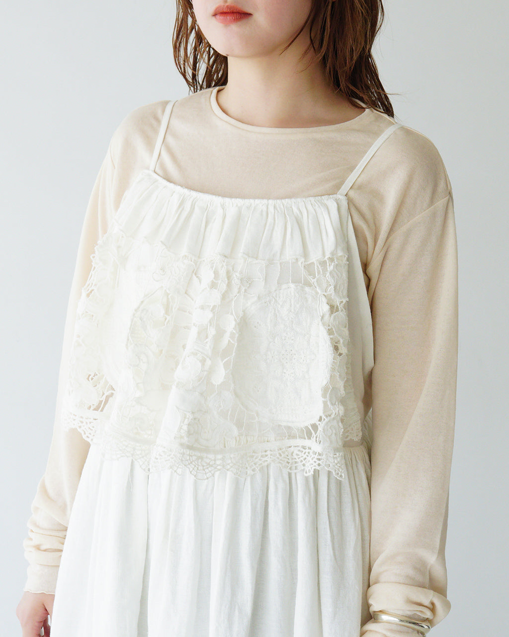 【SALE!20%OFF】キャミワンピース リネンコットン 刺繍 レース linen cotton motif lace cami dress CC-3544