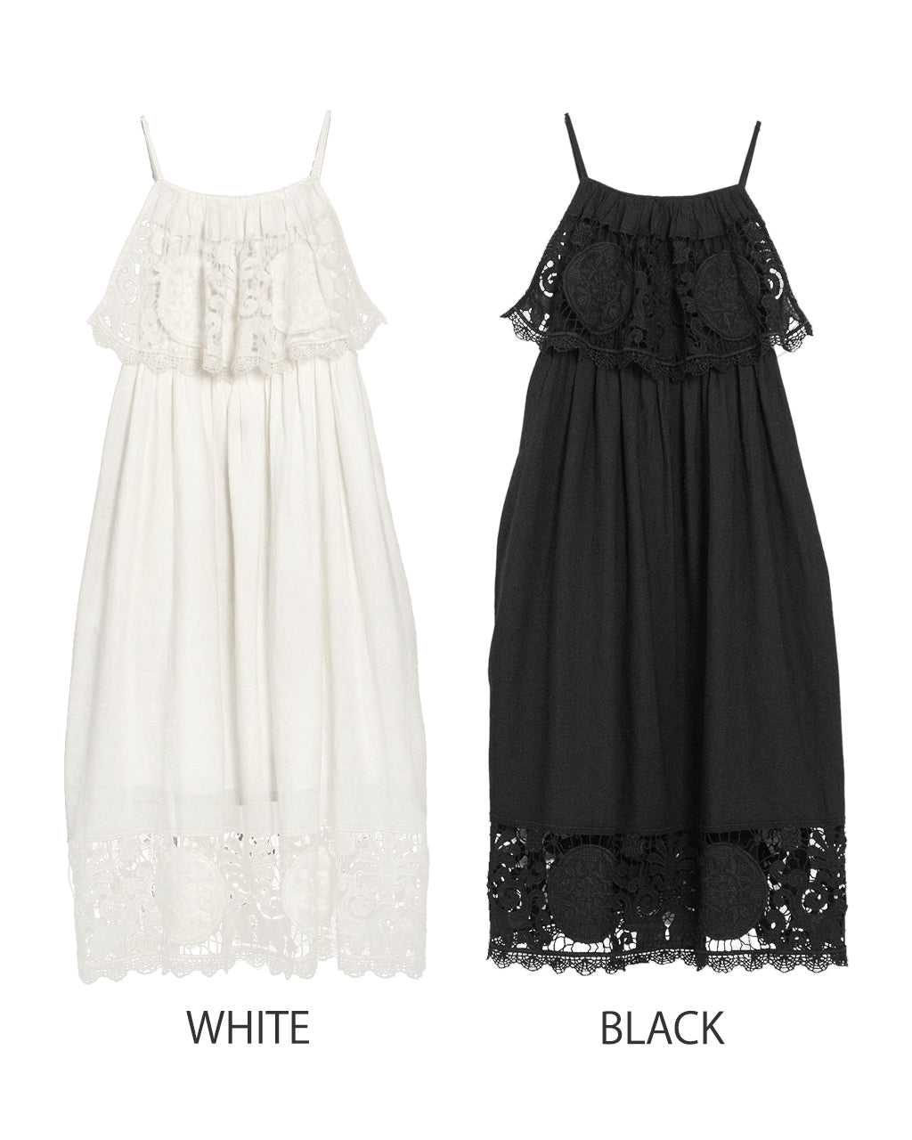 【SALE!20%OFF】キャミワンピース リネンコットン 刺繍 レース linen cotton motif lace cami dress CC-3544