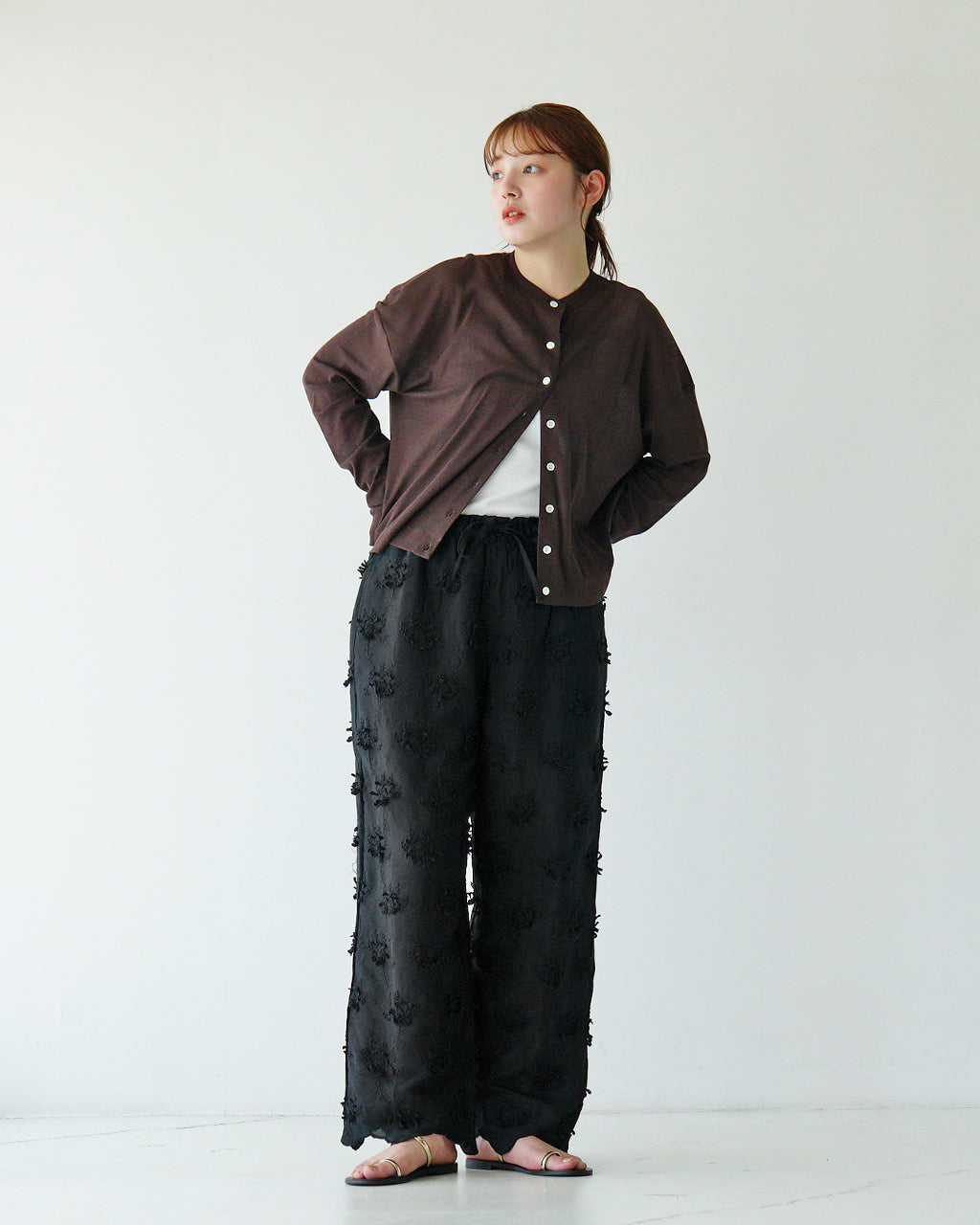crinkle crinkle crinkle クリンクル クリンクル クリンクル イージーパンツ 3D刺繍 レーヨンシャンタンパンツ 3D embroidery rayon shantung pants CC-3556【送料無料】