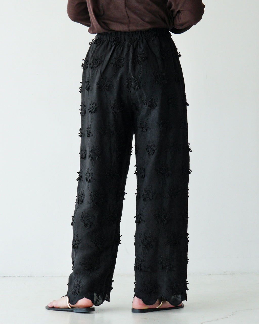 【SALE!20%OFF】イージーパンツ 3D刺繍 レーヨンシャンタンパンツ 3D embroidery rayon shantung pants CC-3556