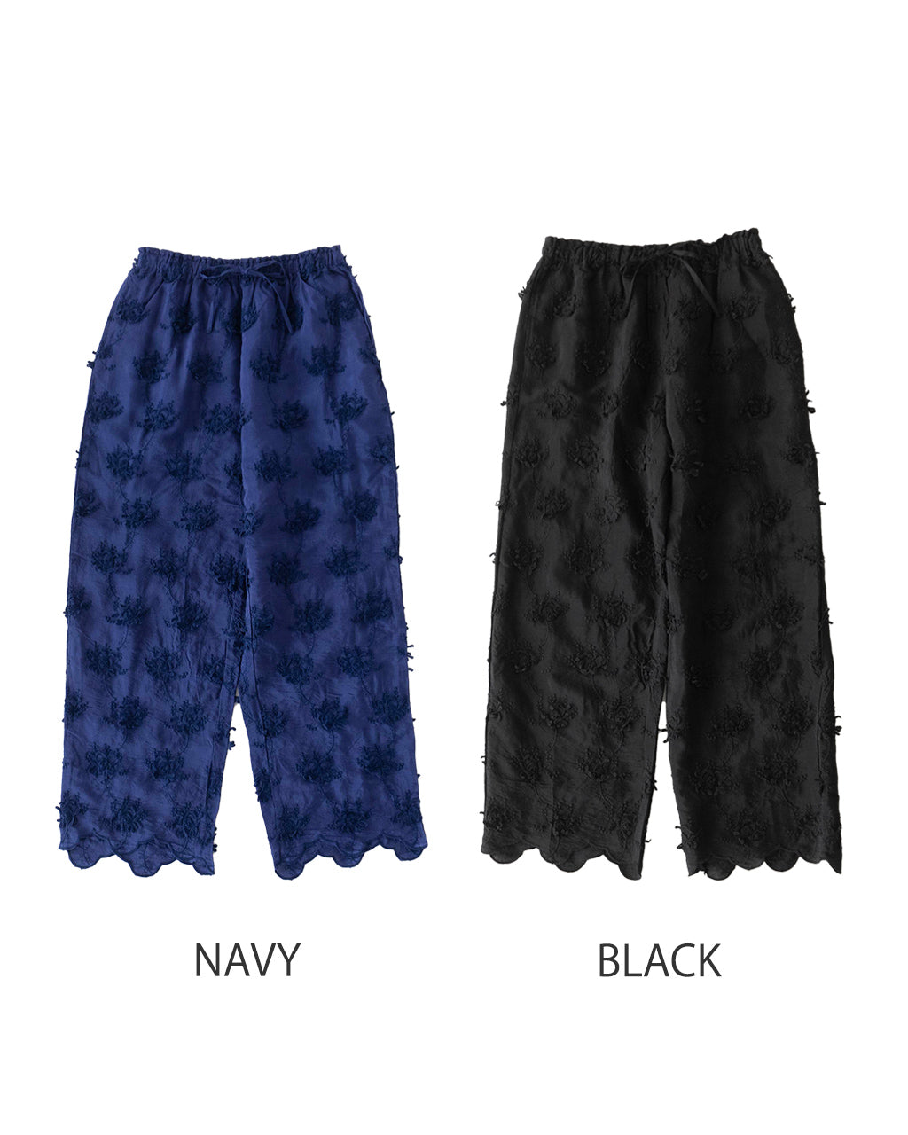 【SALE!20%OFF】イージーパンツ 3D刺繍 レーヨンシャンタンパンツ 3D embroidery rayon shantung pants CC-3556