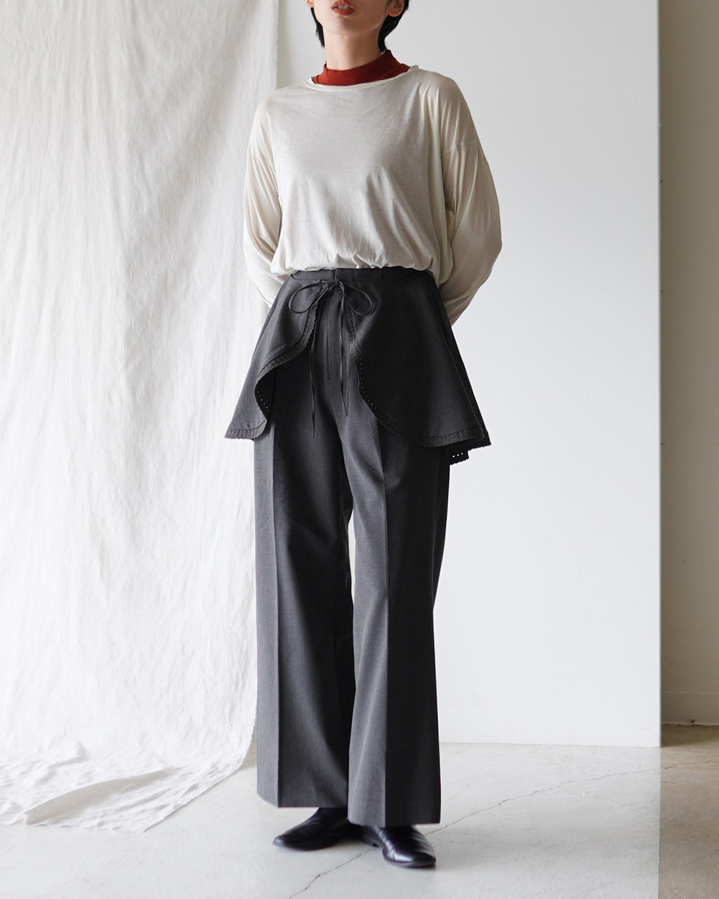 crinkle crinkle crinkle scallop cape set pants CC-4001