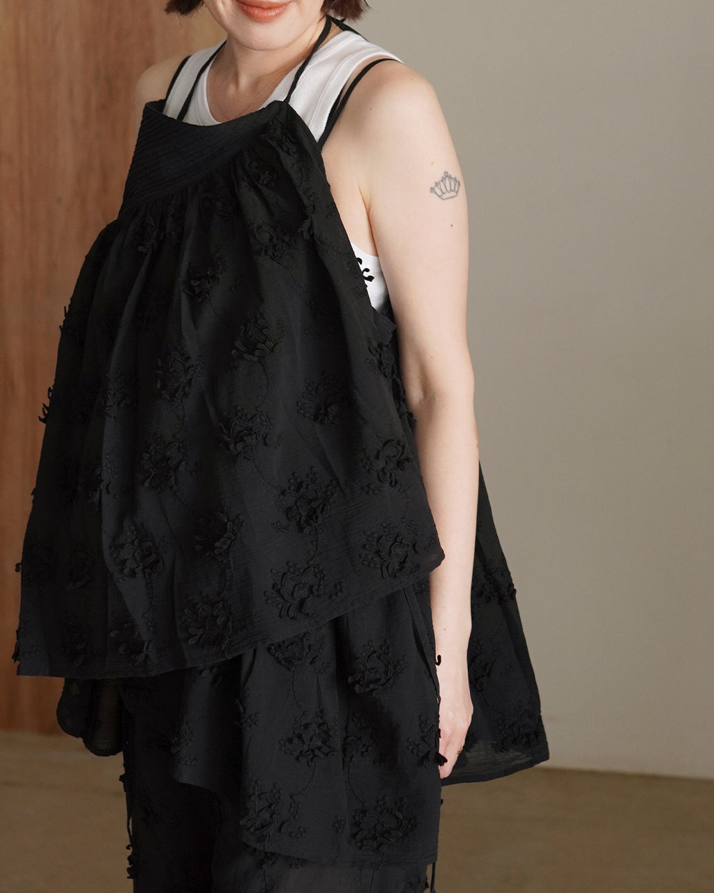 3D embroidery cache coeur camisole CC-4518