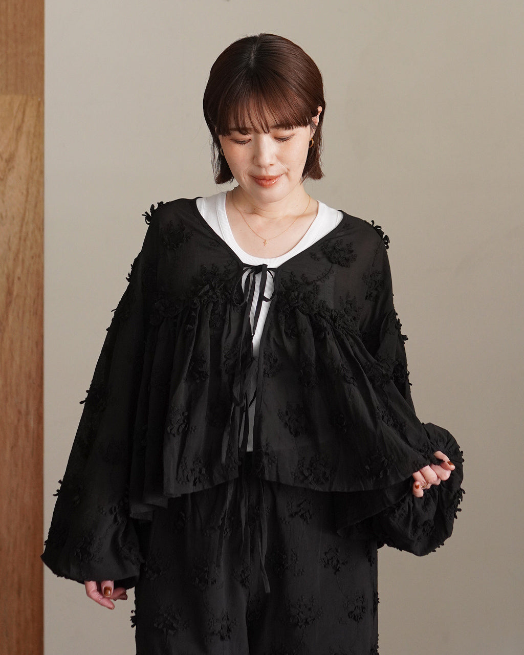 3D embroidery gather bolero CC-4517