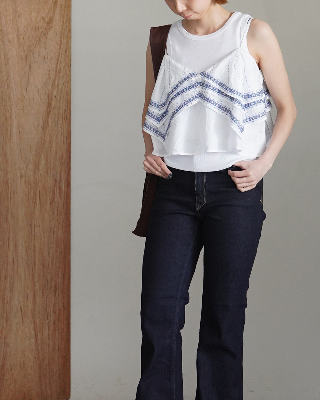 crinkle crinkle crinkle クリンクル クリンクル クリンクル handkerchief camisole ハンカチーフ キャミソール ホワイト | Crouka(クローカ)