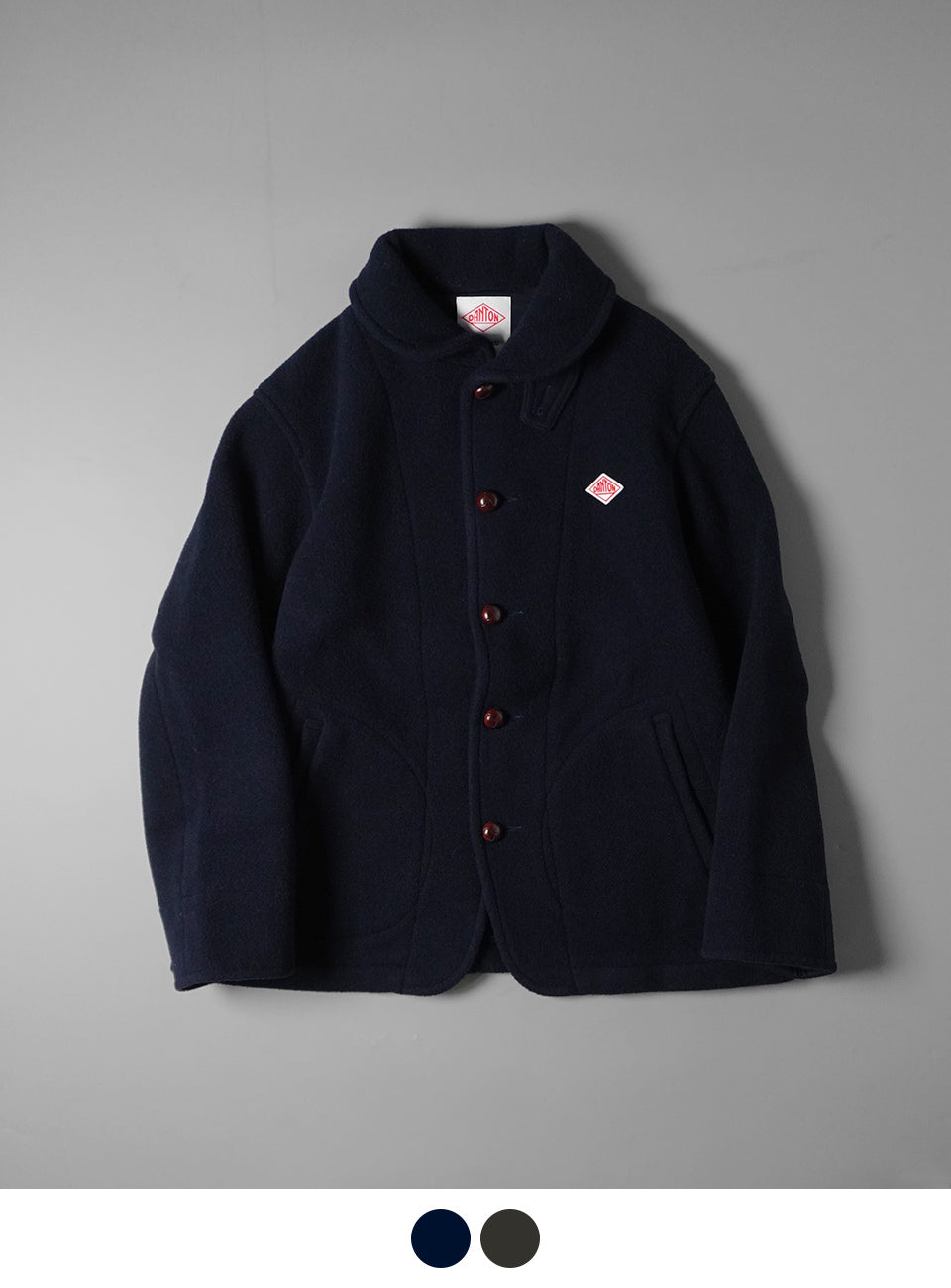 DANTON ダントン ライトパイル ウールモッサ ラウンドカラー ジャケット Round COLLAR Jacket ショールカラー ブルゾン DT-A0032WOP【クーポン対象外】 H.CHARCOAL 42