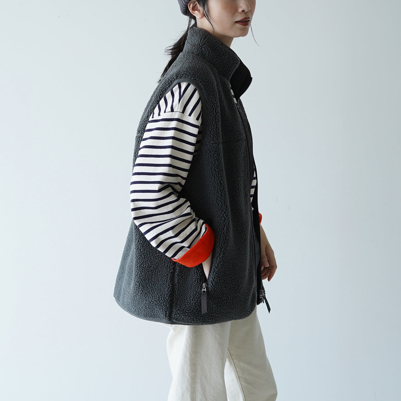 DANTON ダントン スタンドカラー ボア ベスト STAND COLLAR VEST レディース DT-A0367LBA【送料無料】【ポイント10倍対象外】