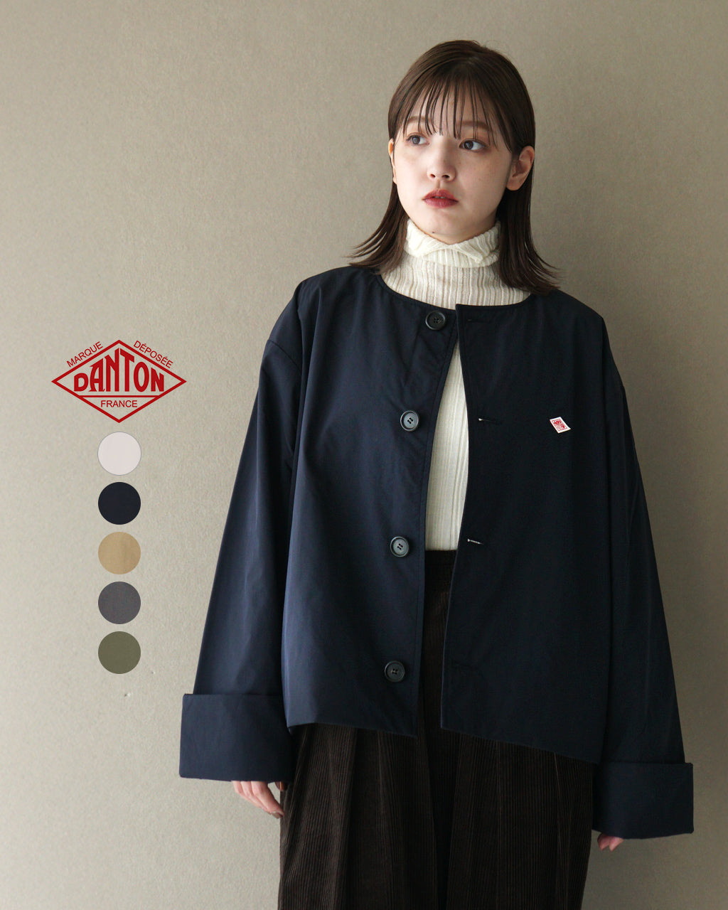 DANTON ダントン カラーレス ジャケット COLLARLESS JACKET DT-A0462 PNT 【送料無料】【クーポン対象外】