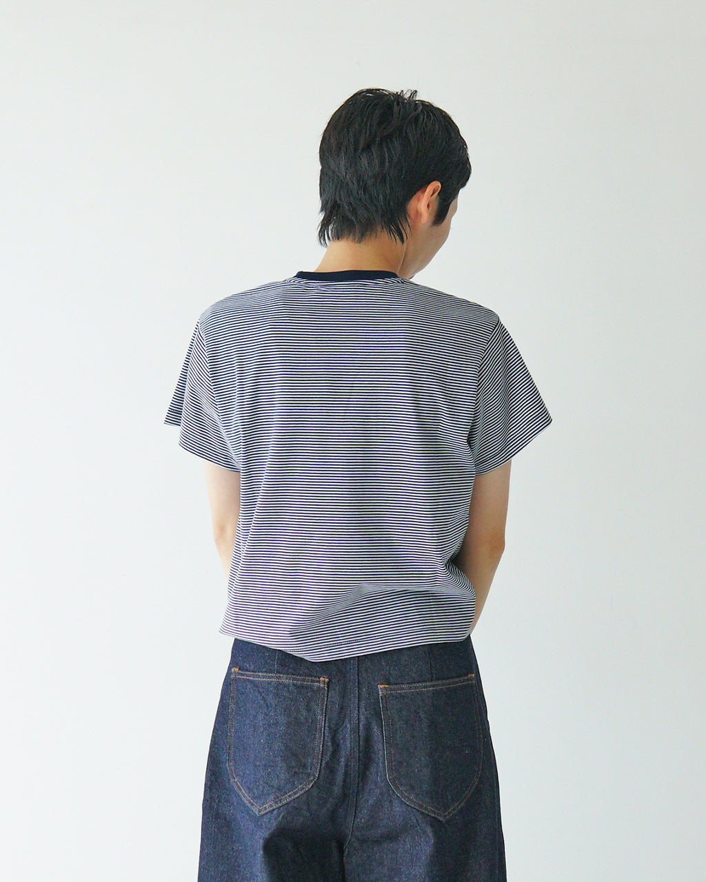 ダントン DANTON 細ボーダー ストライプ 半袖Tシャツ SHORT SLEEVE SEMI CROP T-SHIRT STRIPE ショート丈 クルーネック DT-C0408 CVT【クーポン対象外】