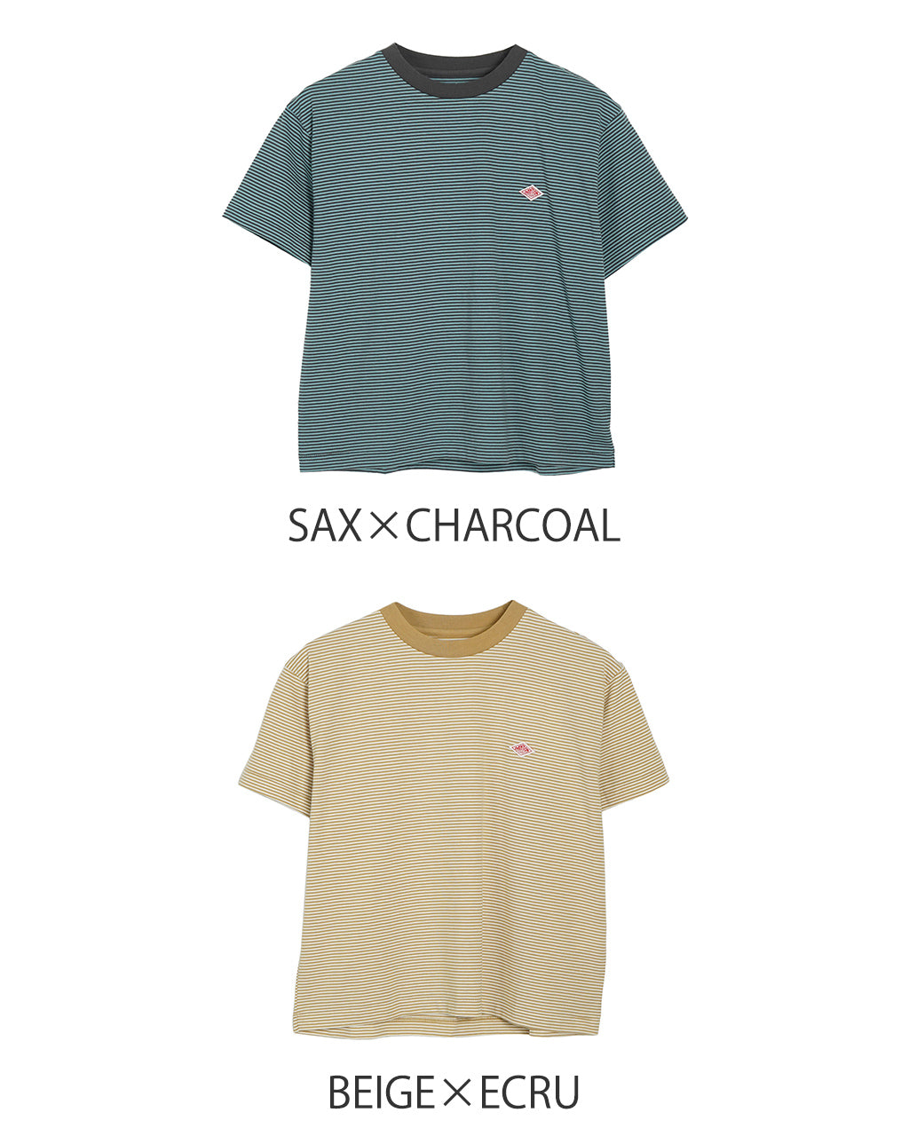 ダントン DANTON 細ボーダー ストライプ 半袖Tシャツ SHORT SLEEVE SEMI CROP T-SHIRT STRIPE ショート丈 クルーネック DT-C0408 CVT【クーポン対象外】