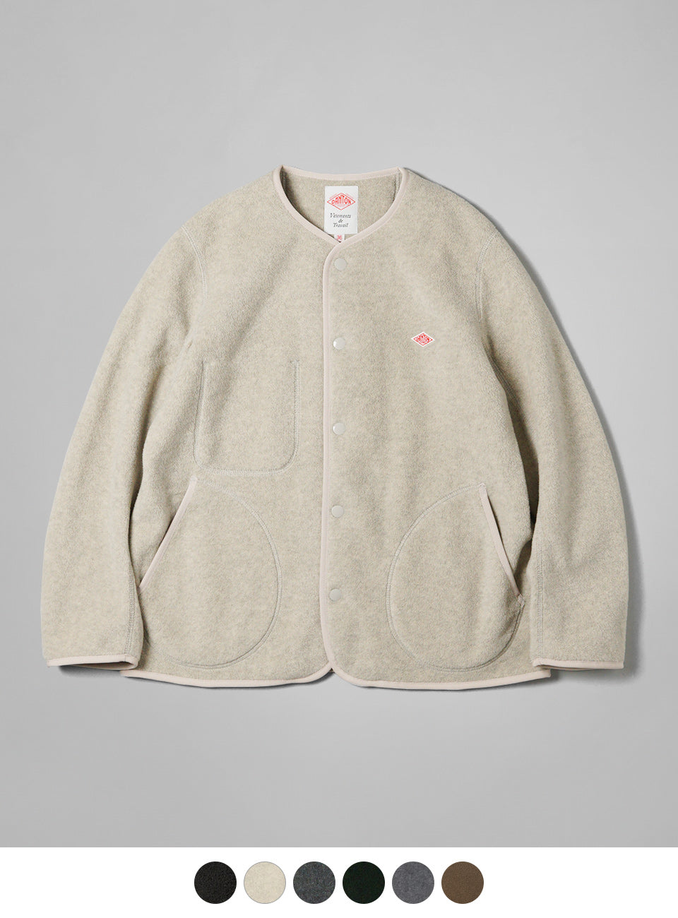 DANTON ダントン フリース ノーカラー ジャケット カーディガン FLEECE COLLARLESS JACKET JD-8911【送料無料】