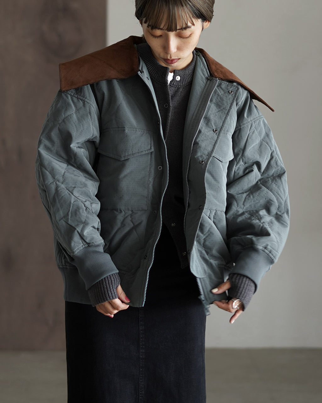 F/CE. QUILTED JACKET WITH DETACHABLE COLLAR